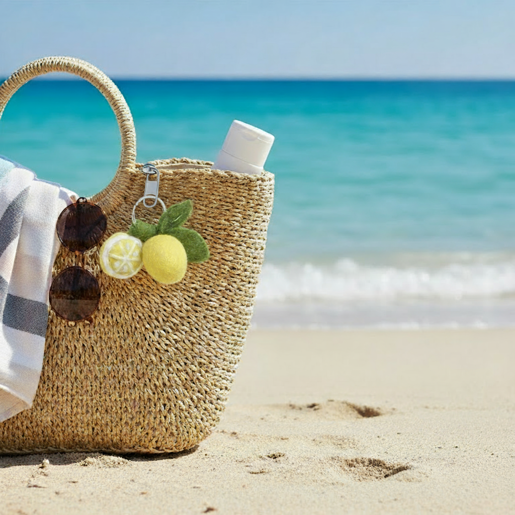 Handmade Felt Lemon Keyring