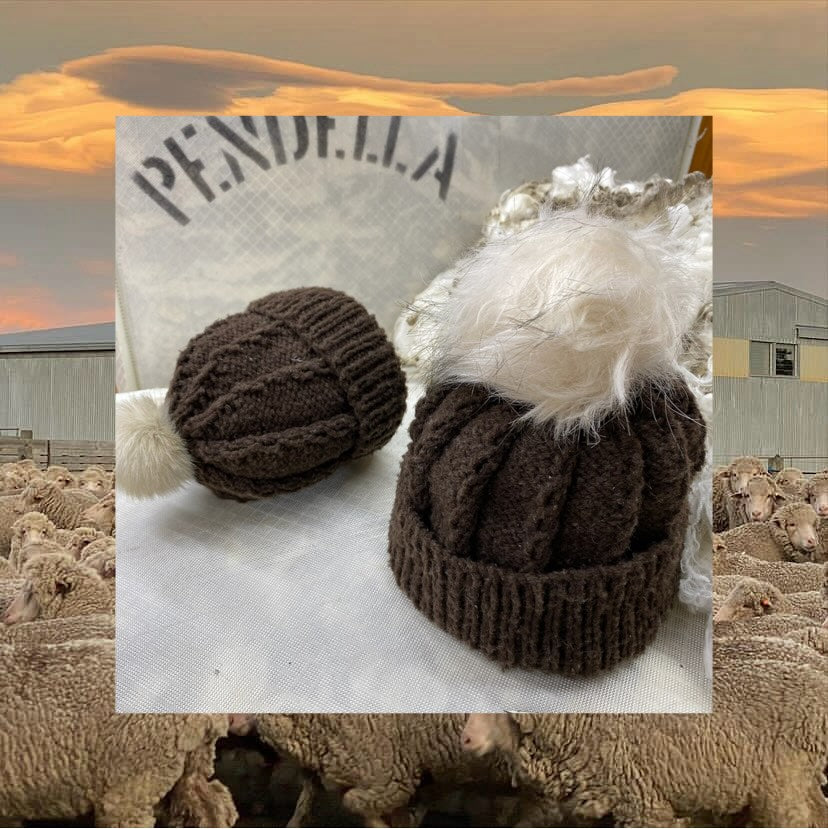 Brown Saxon Merino or Merino/Possum Beanie