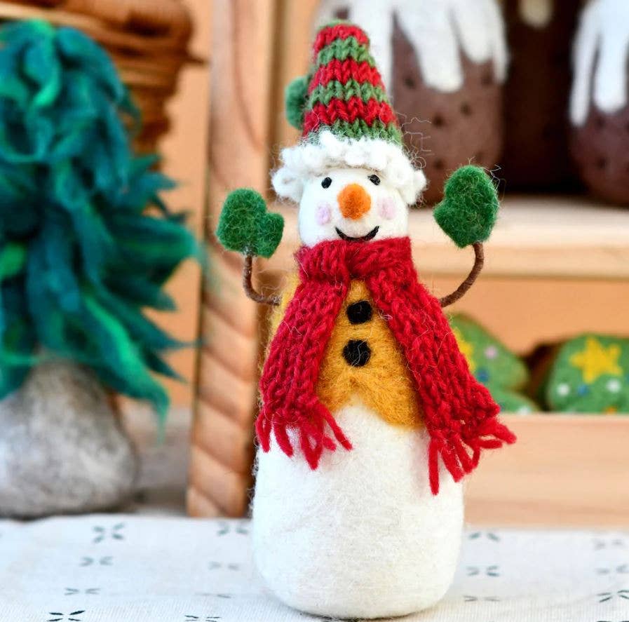 Frosty Freddy Handmade Snowman with Knitted Cap