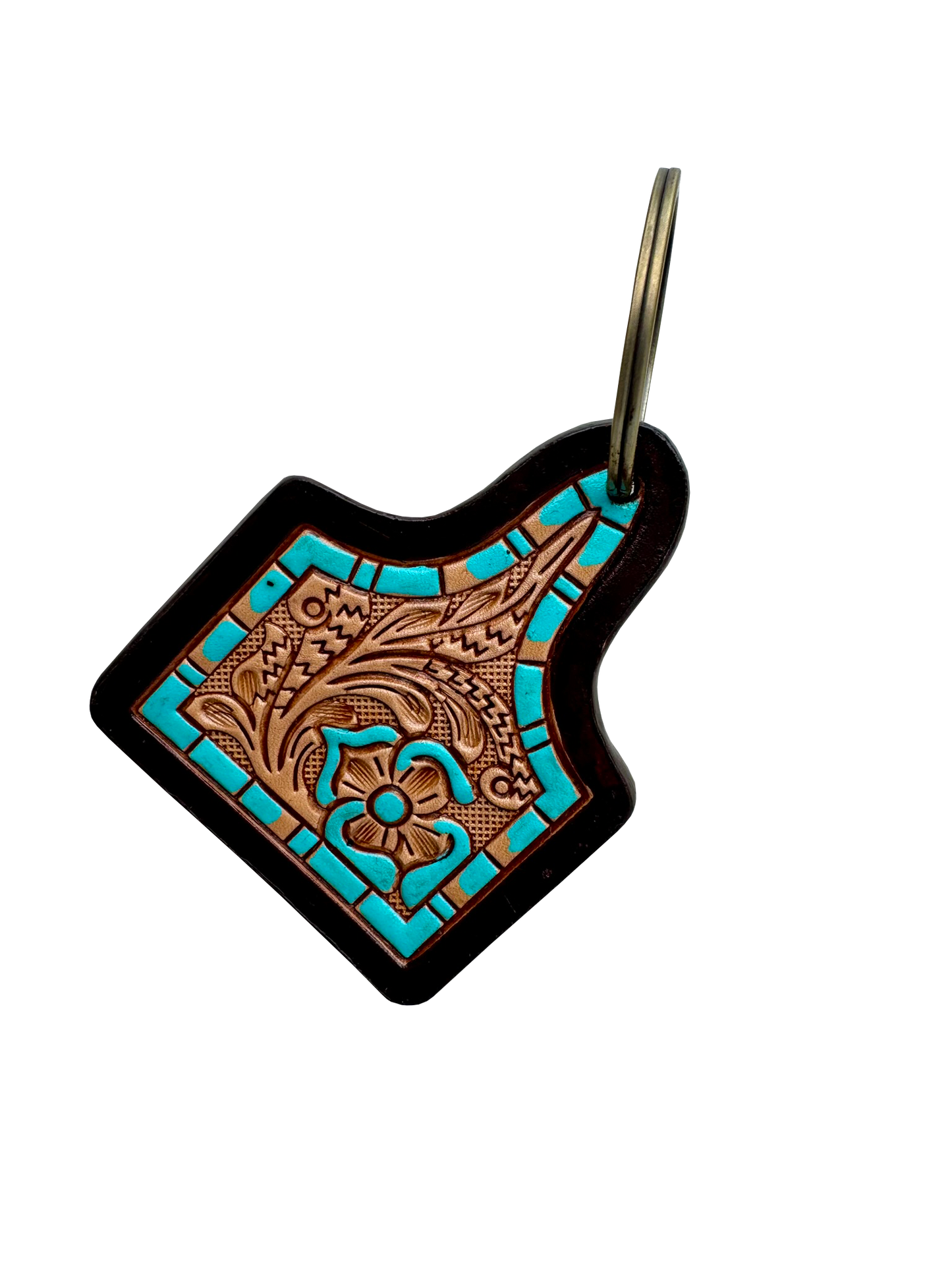 Tooling Lthr Hand Painted Cattle Tag Keyring – CA18 (Min 3)