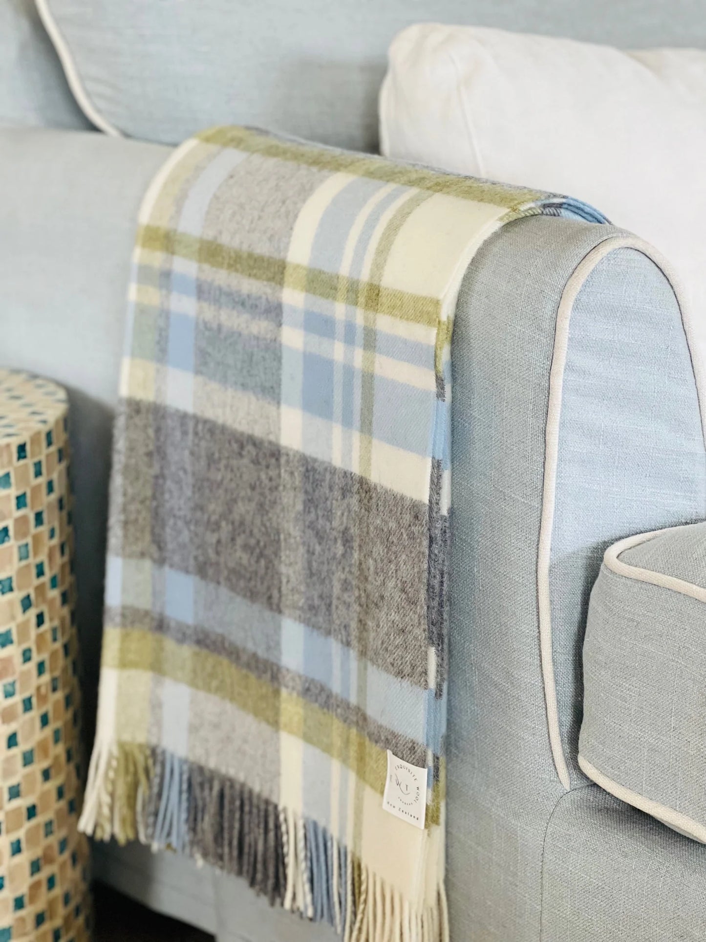 Exquisite Wool Merino Pure NZ Throw - Portree Duck Egg