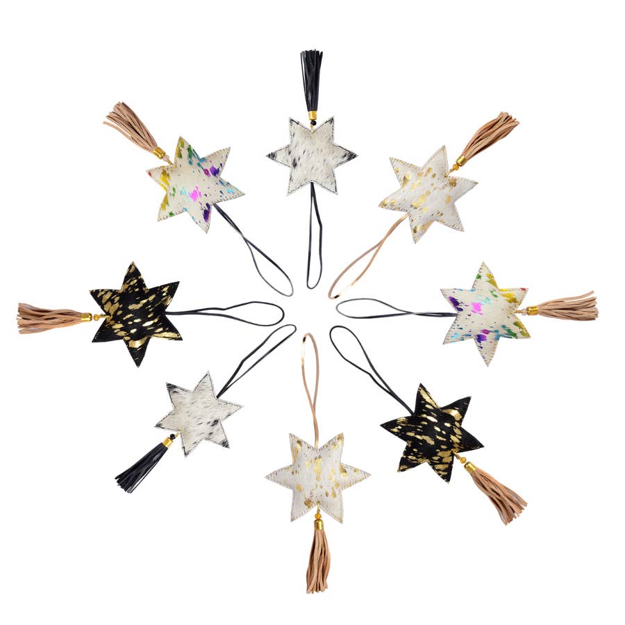 Cowhide Star Hang- Christmas Hanging / Bag Charm