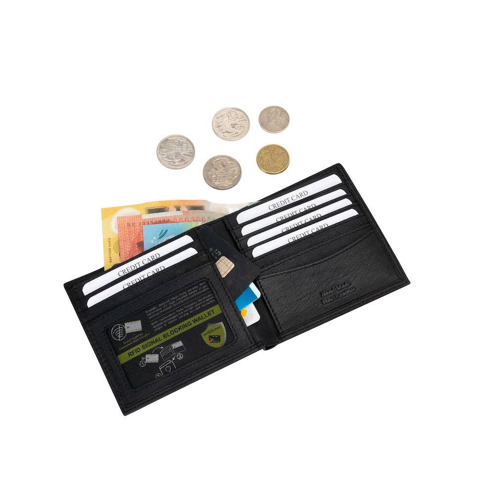 Greenwood Leather “Auckland” Men’s Bifold RFID Wallet – Genuine Leather Slim Wallet with Gift Box