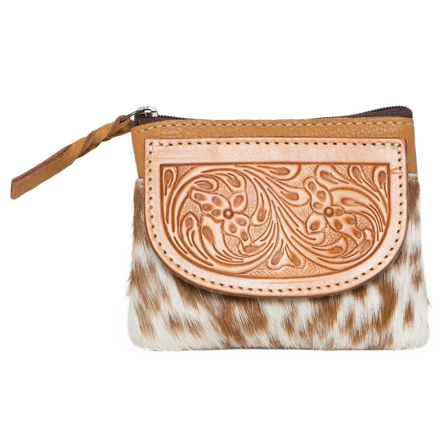 Tooling Leather Cowhide Zip Purse