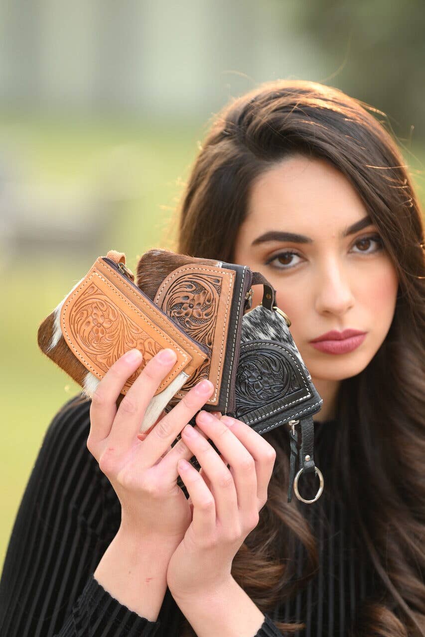 Tooling Leather Cowhide Zip Purse