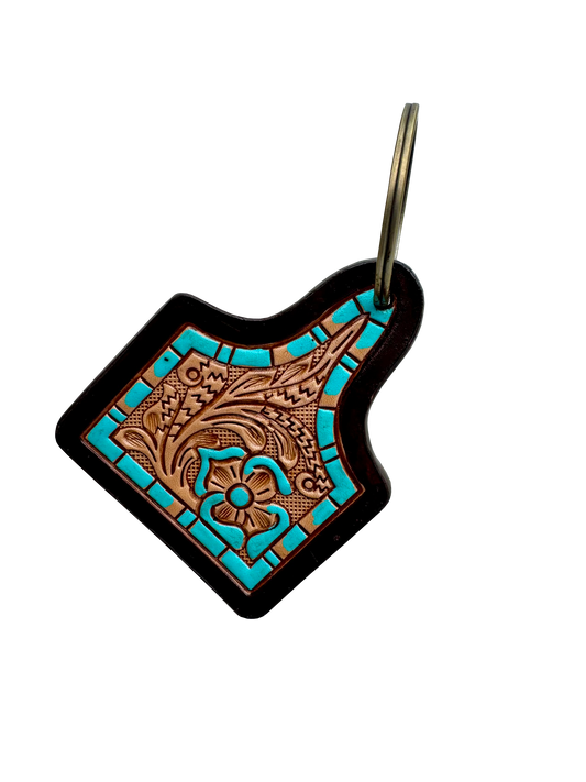 Tooling Lthr Hand Painted Cattle Tag Keyring – CA18 (Min 3)