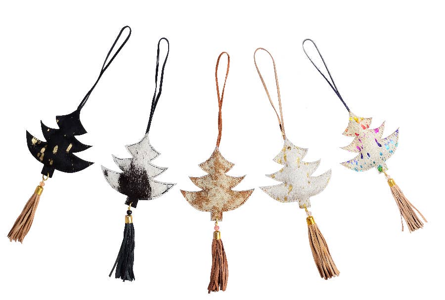 Cowhide Tree Hang- Christmas Hanging / Bag Charm