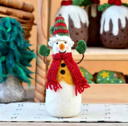 Frosty Freddy Handmade Snowman with Knitted Cap