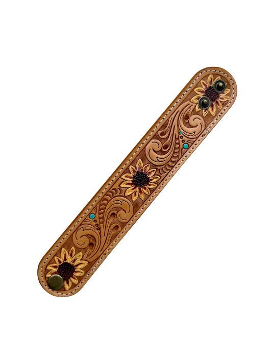 Sunflower Tooling Leather Wrist Band