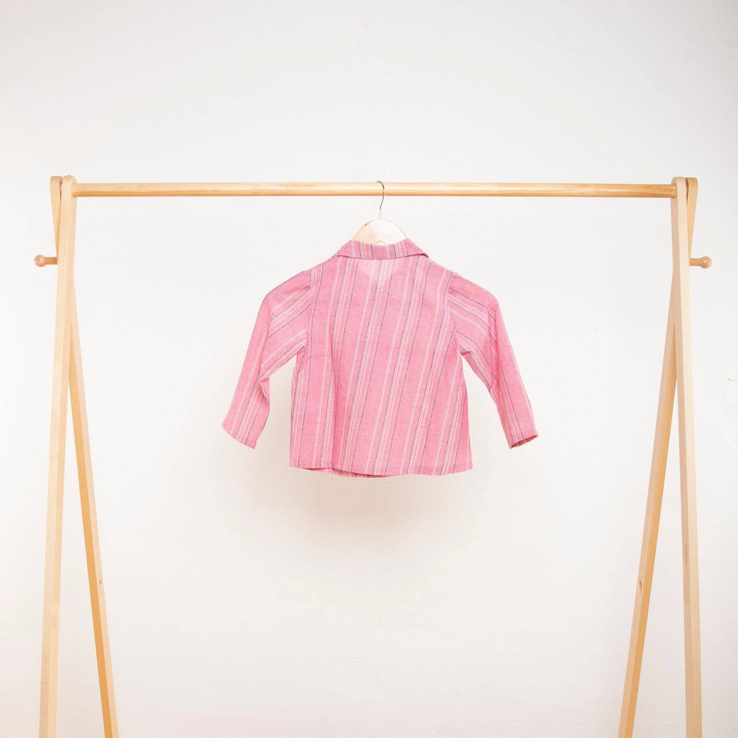 Blake Classic Pink Linen Striped Kids Pyjama Set