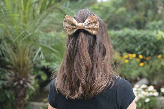 Cowhide & Tooling Leather Bow Hair Tie