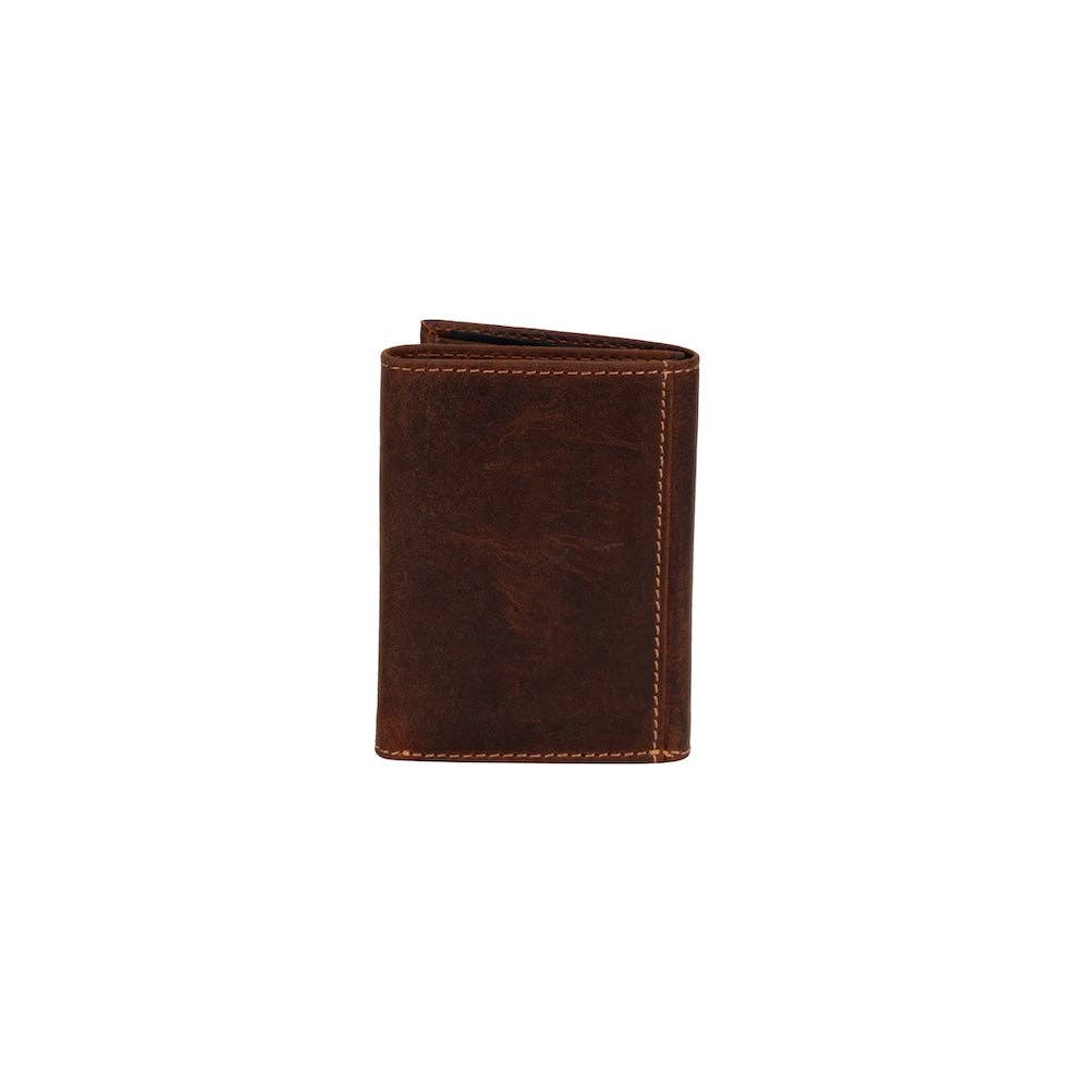 Greenwood Leather “Wellington” Men’s Tri-Fold RFID Leather Wallet – Sandel | Gift Box Included