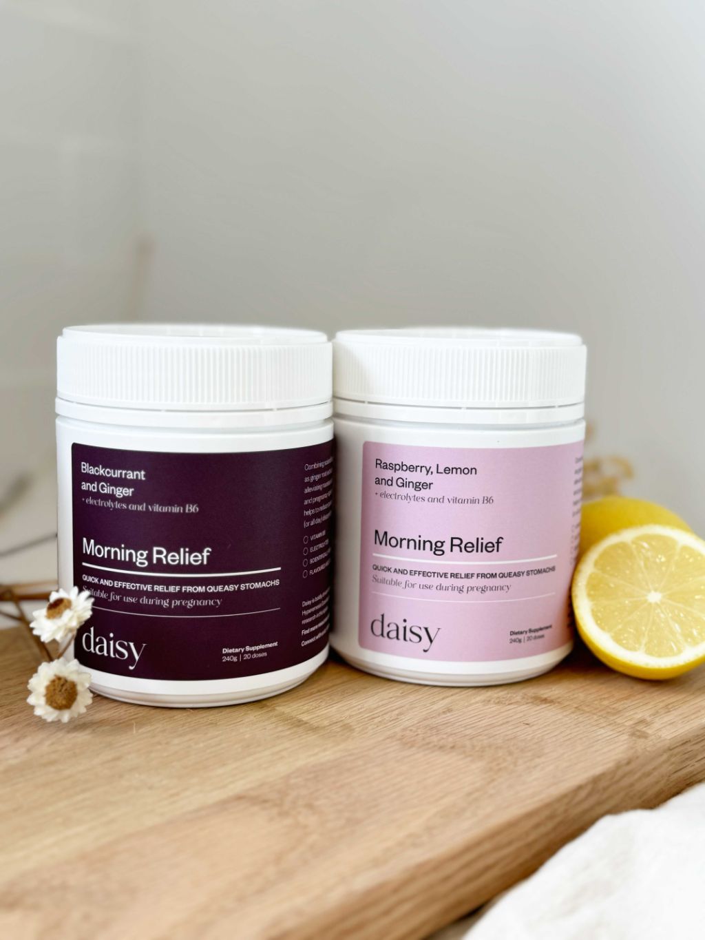 Daisy Morning Relief: Blackcurrant & Ginger or Raspbery Lemon & Ginger