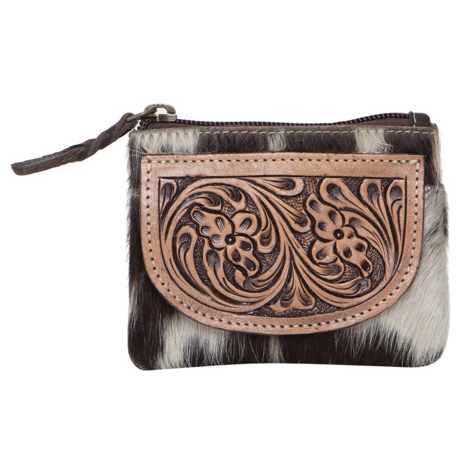 Tooling Leather Cowhide Zip Purse