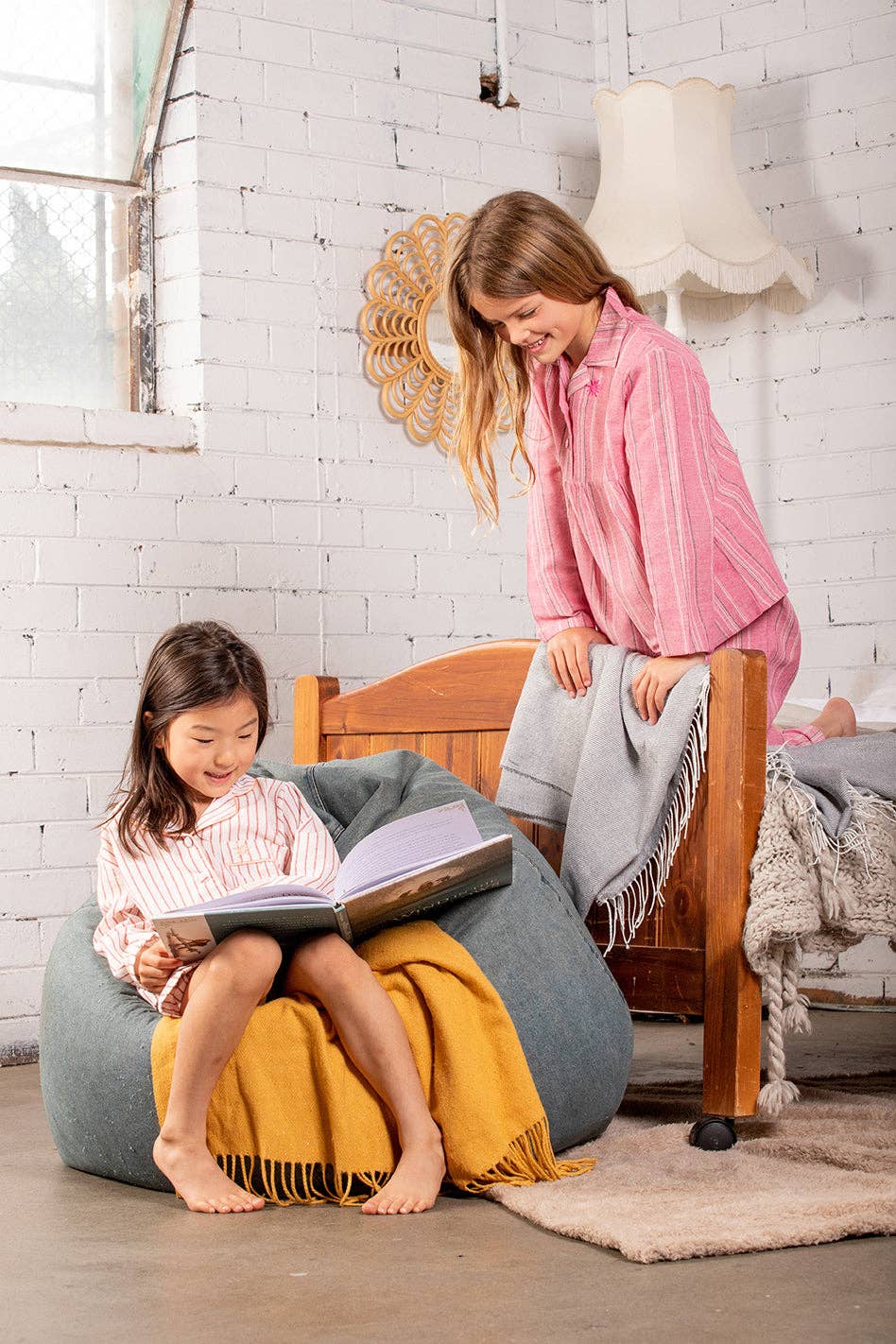 Blake Classic Pink Linen Striped Kids Pyjama Set